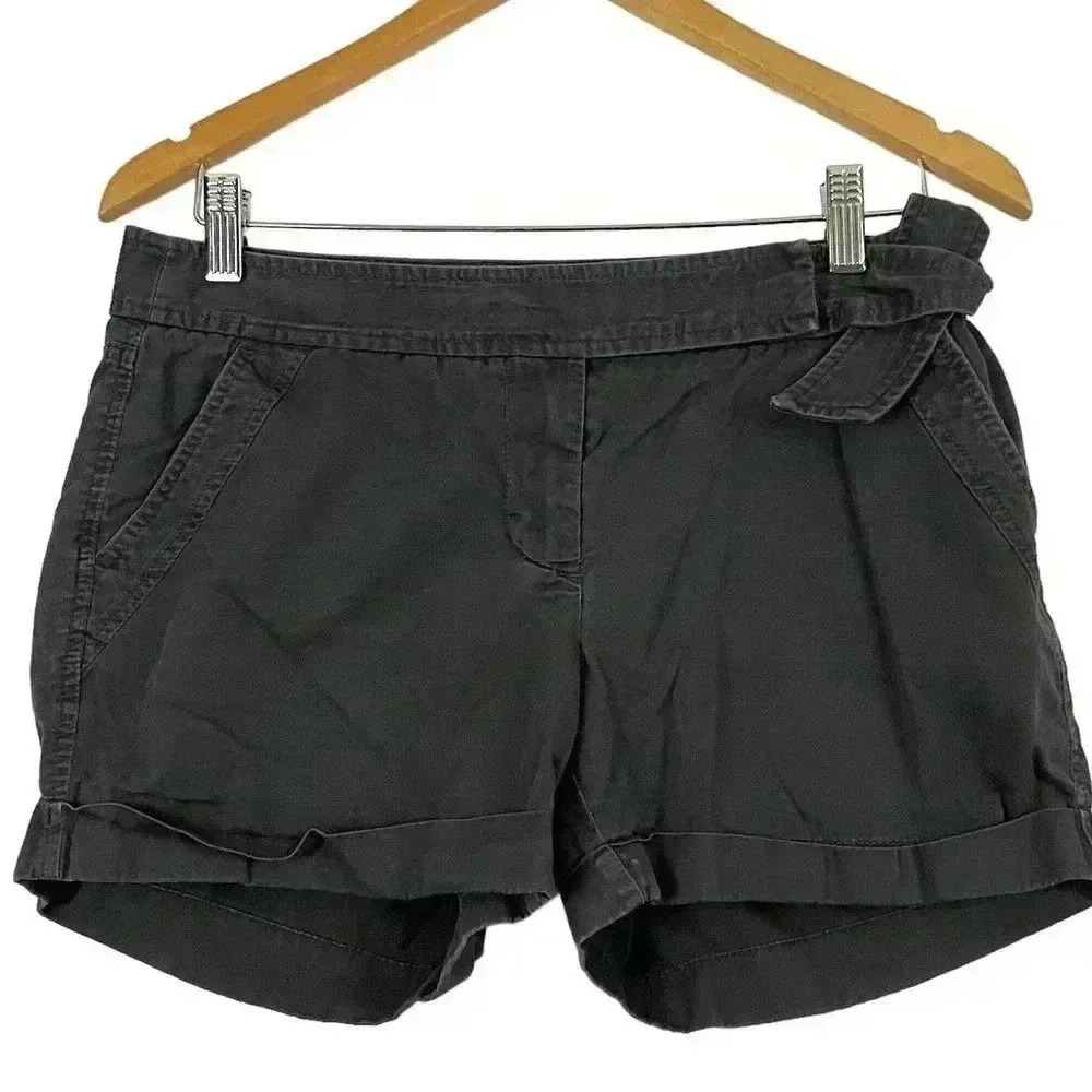J. Crew Gray Cuffed Shorts Sz 6 Women's Casual 100% Cotton‎